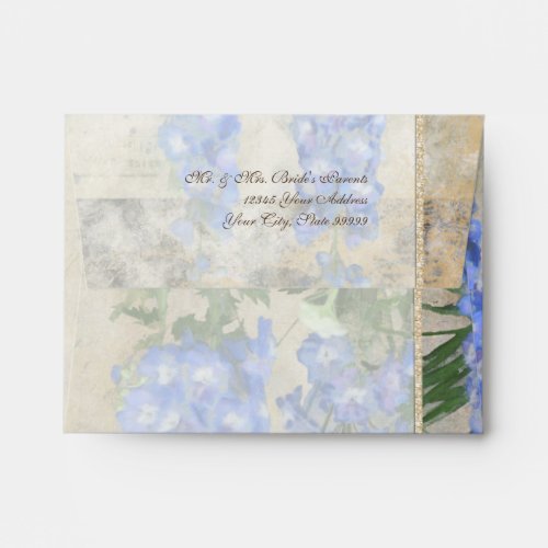 A2 Dragonfly Butterfly Delphinium n Poppy Floral Envelope
