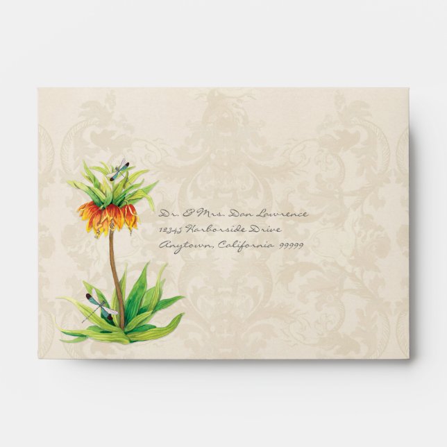 A2 Elegant Fritillaria Dragonfly RSVP Response Envelope (Front)