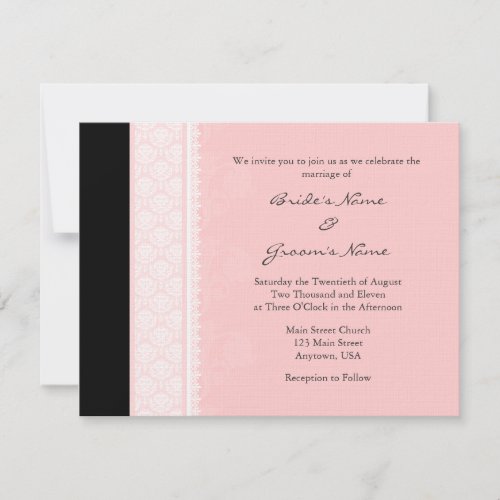 A2 Light Pink One_Side Damask Wedding Invitations