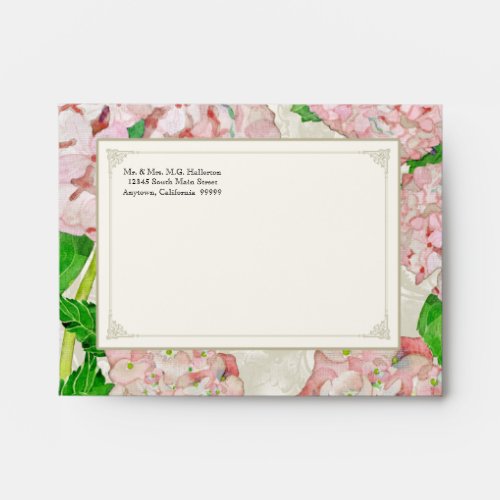 A2 Matching Envelopes Pink Hydrangea Lace Floral