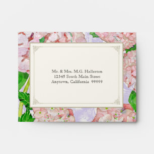 A2 Matching Envelopes Pink Hydrangea Lace Floral