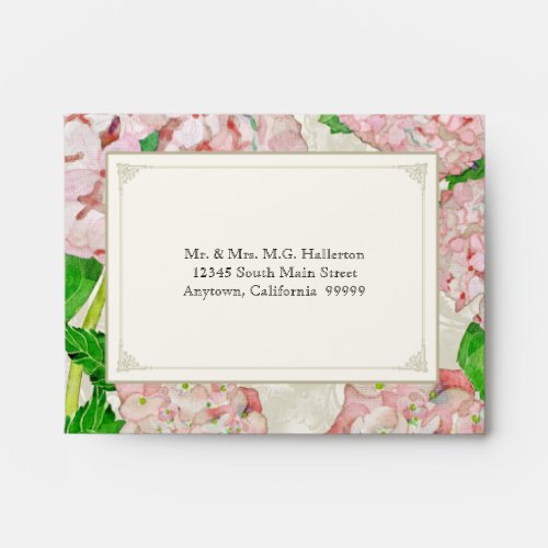 A2 Matching Envelopes Pink Hydrangea Lace Floral