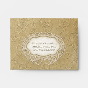 A2 Modern Vintage Lace Tea Stained Hydrangea Roses Envelope