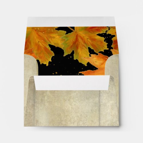 A2 Note Fall Autumn Falling Leaves Elegant Wedding Envelope