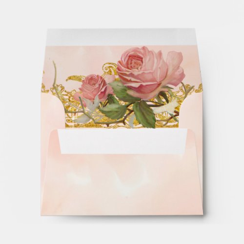 A2 Note Parisian Vintage Rose Manor Formal Wedding Envelope