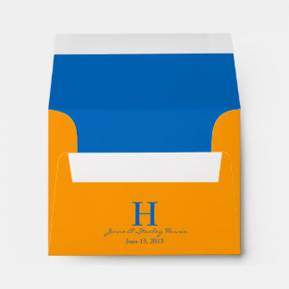 A2 Orange & Blue Monogram Wedding Envelopes