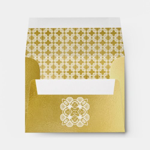 A2 Personalized Golden Wedding Art Deco Ornament Envelope