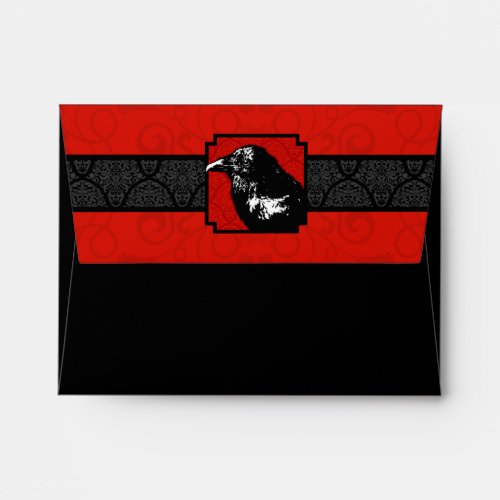 A2 Red and Black Raven Halloween Envelopes