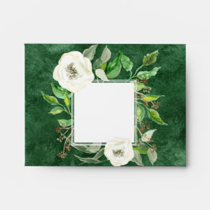 A2 Return Address Note Foliage Leaf Rose Green Art Envelope
