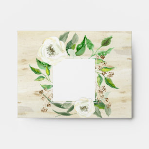 A2 Return Address Note Foliage Leaf Rose Wooden Envelope