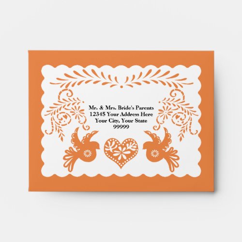 A2 RSVP Card Papel Picado Orange Fiesta Wedding Envelope