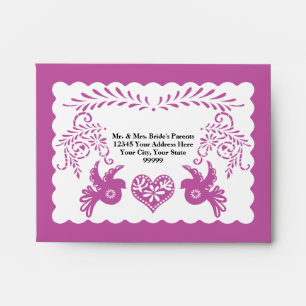 A2 RSVP Card Papel Picado Purple Fiesta Wedding Envelope