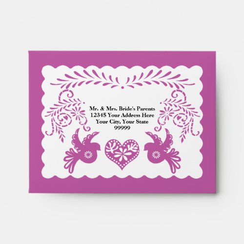 A2 RSVP Card Papel Picado Purple Fiesta Wedding Envelope