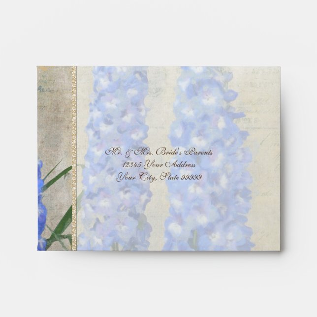 A2 RSVP Dragonfly Butterfly Delphinium n Poppy Envelope (Front)