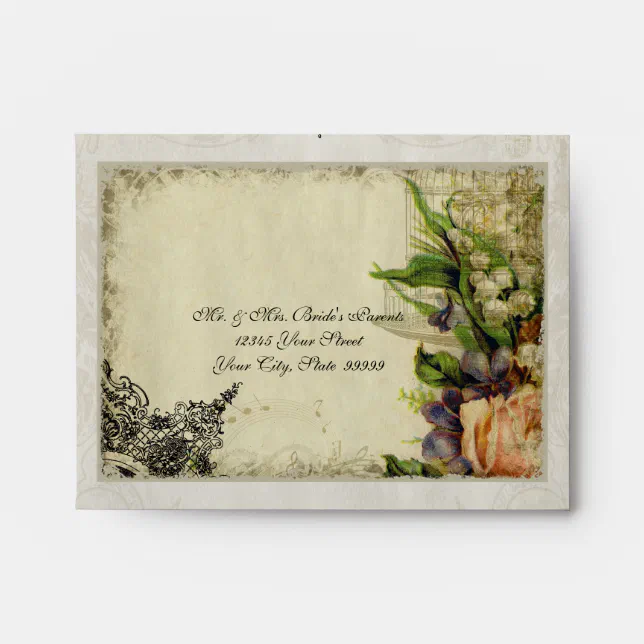 A2 RSVP Envelope Yellow Song Bird Cage Floral | Zazzle