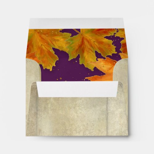 A2 RSVP Fall Autumn Falling Leaves Elegant Wedding Envelope