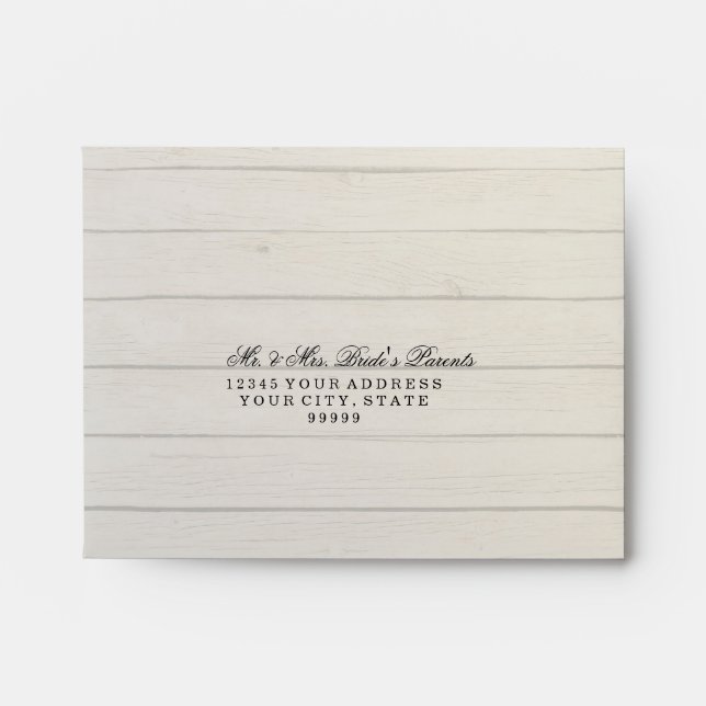 A2 RSVP Response Card Wood Pink Hydrangeas Floral Envelope (Front)