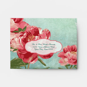 A2 RSVP Response Pretty Retro Flower Chintz Peony Envelope