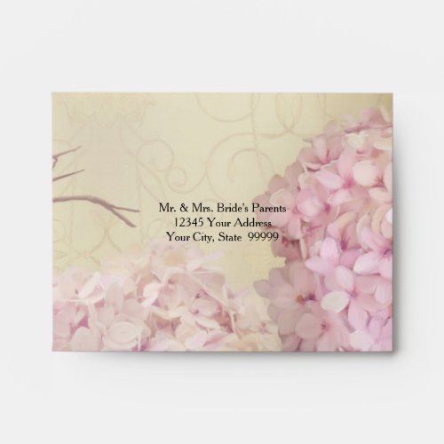 A2 RSVP Return Beautiful Floral Vintage Hydrangeas Envelope