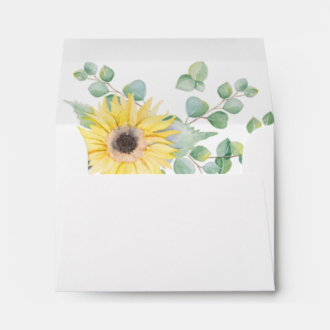 A2 Sunflower Botanical Envelope, Watercolor Envelope (Back (Bottom))