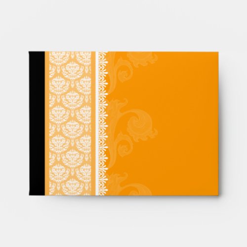 A2 Tangerine Orange One_Side Damask Envelopes