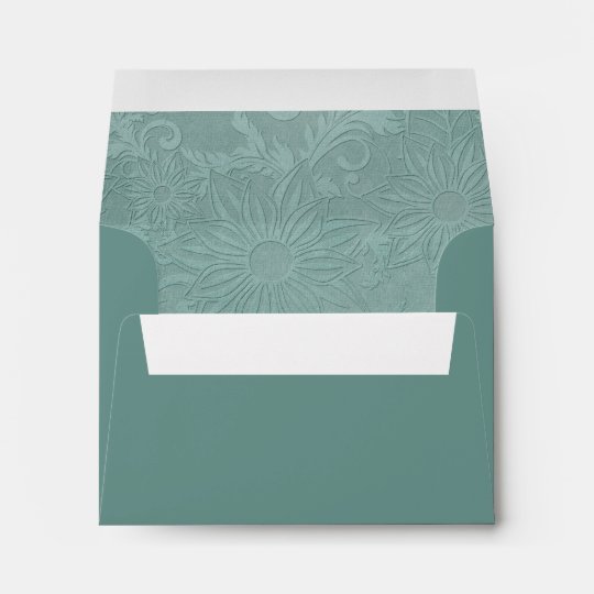 A2 Teal Envelopes with Teal Damask Design Inside