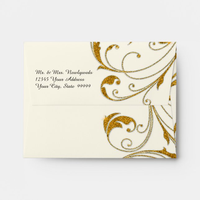 A2 Thank You Glam Old Hollywood Regency Black Tie Envelope (Back (Top Flap))