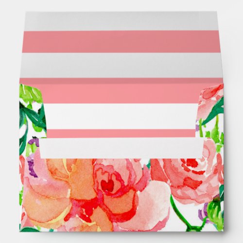 A2 Thank You Modern Floral Watercolor Roses Art Envelope