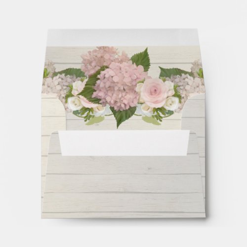 A2 Thank You Note Wood Board Pink Hydrangea Floral Envelope