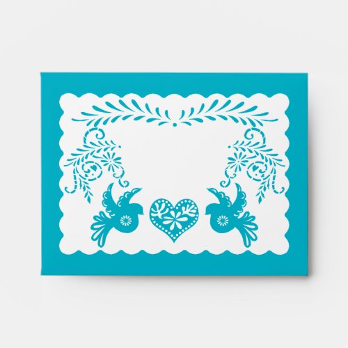 A2 Thank You Papel Picado Blue Fiesta Wedding Envelope