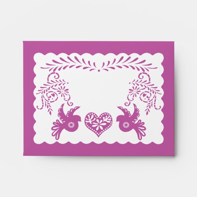 A2 Thank You Papel Picado Lilac Fiesta Wedding Envelope (Front)