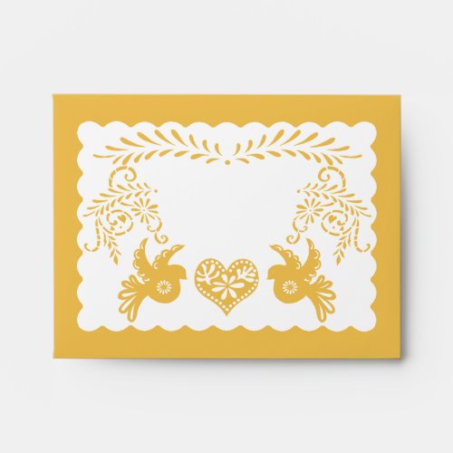 A2 Thank You Papel Picado Yellow Fiesta Wedding Envelope