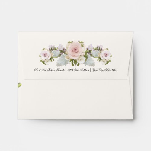 A2 Thank You Pretty Rose Freesia Floral Weddings Envelope