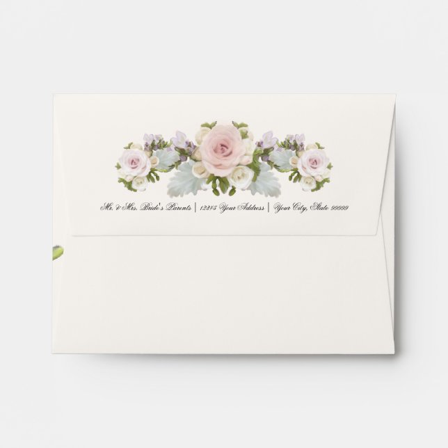 A2 Thank You Pretty Rose Freesia Floral Weddings Envelope (Back (Top Flap))