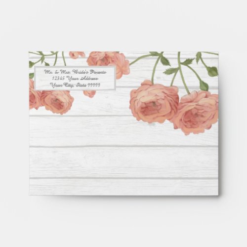 A2 Thank You Wood Pretty Floral Blush Roses Mint Envelope