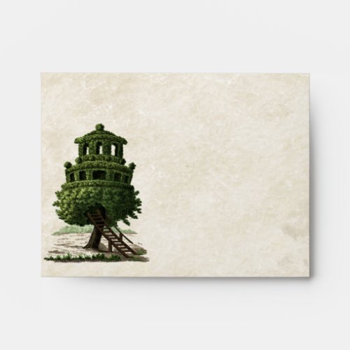 A2 Vintage Tree House Antiqued Parchment Wedding Envelope