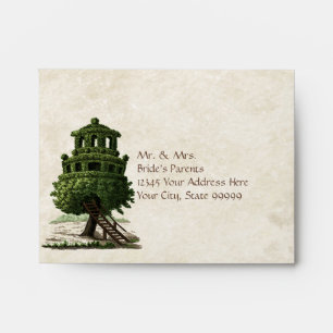 A2 Vintage Tree House Antiqued Parchment Wedding Envelope