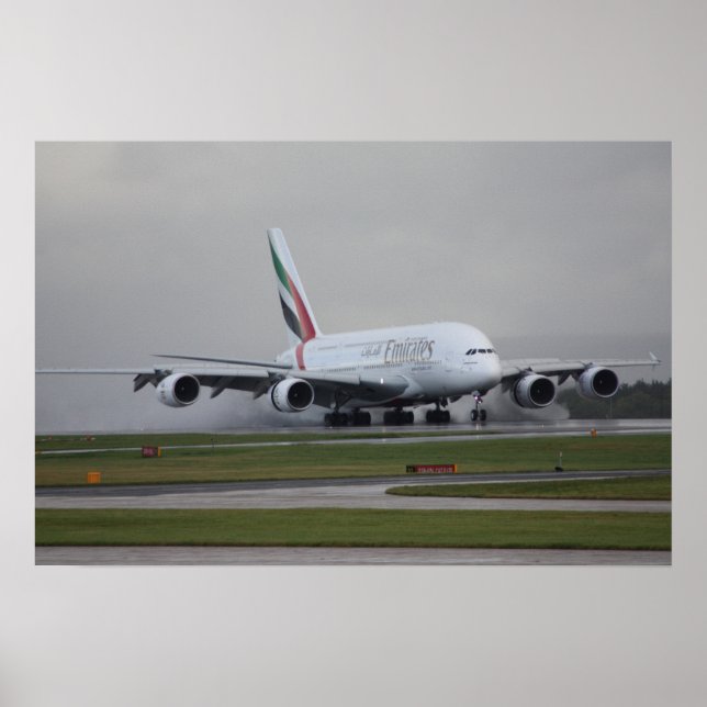 A380 Landing at Manchester Poster (Front)