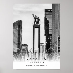 A3 Jakarta Indonesia Coordinates Poster