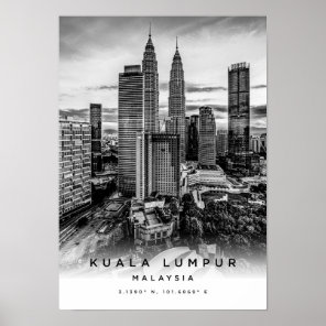 A3 Kuala Lumpur Malaysia Coordinates Poster