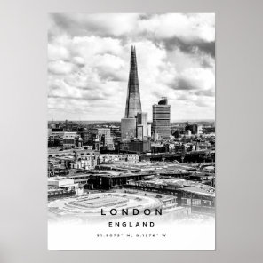 A3 London England Coordinates Poster