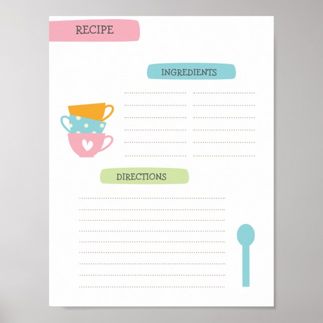 A4 Recipe Template (Instant Download) Poster (Front)