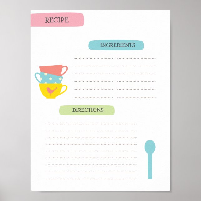 A4 Recipe Template (Instant Download) Poster (Front)
