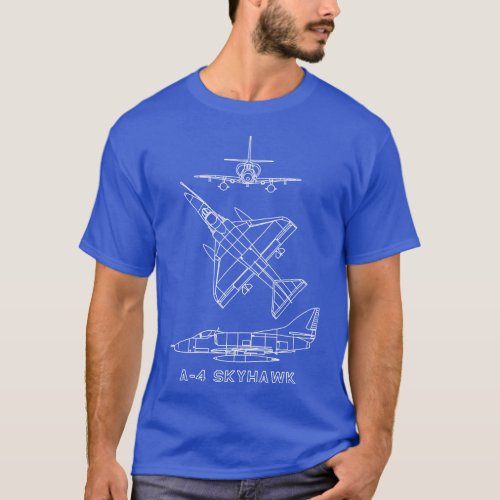A4 Skyhawk American 1950s Jet Fighter Plane Diagra T_Shirt