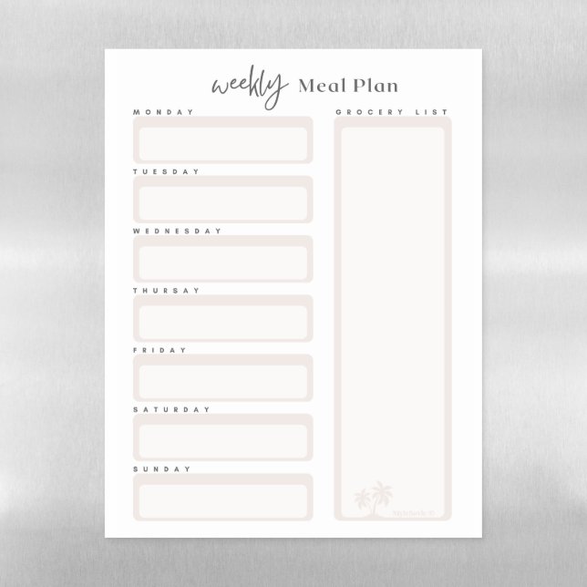 A4 Weekly Menu Planner Magnetic Dry Erase Sheet (Vertical)