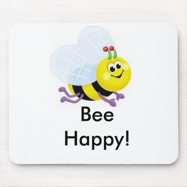 a67_cute_bee, Bee Happy! Mouse Pad (Front)