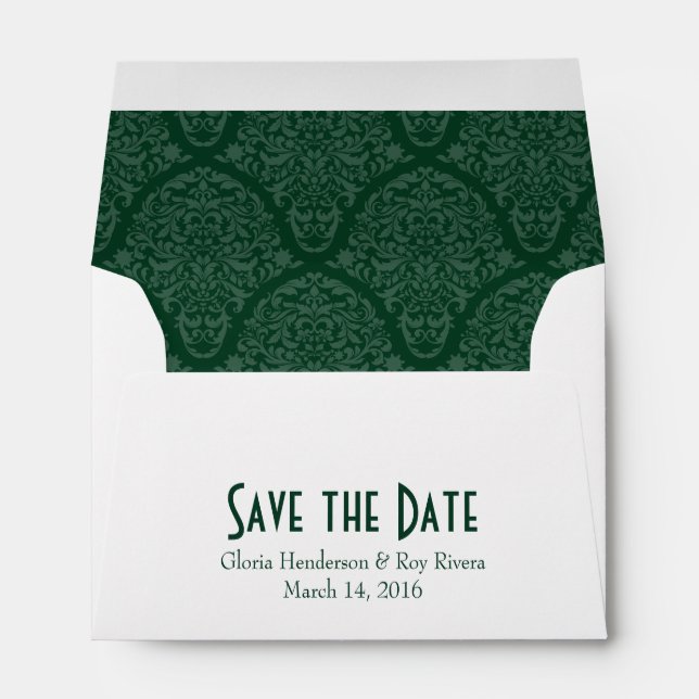 A6 4x6 Dark Green White Save the Date Envelopes (Back (Bottom))