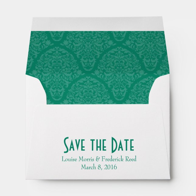 A6 4x6 Emerald Green White Save the Date Envelopes (Back (Bottom))