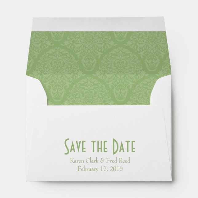 A6 4x6 Sage Green White Save the Date Envelopes (Back (Bottom))