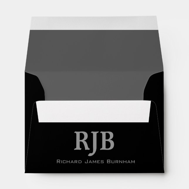 A6 Black and Gray Monogrammed Envelopes (Back (Bottom))